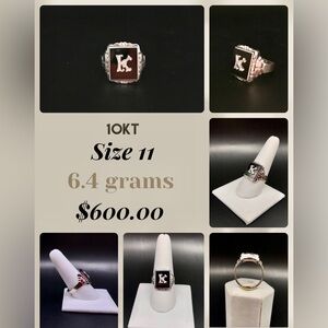 Mens size 11 10kt solid gold ring. "K" initial.